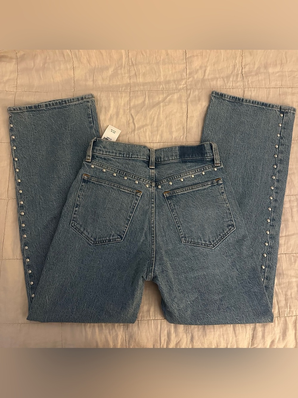 Abercrombie & Fitch High Rise 90s Studded Jeans Size 26 Short NWT - Picture 2 of 6